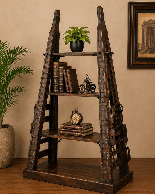 Industrial Iron & Wood Display Rack