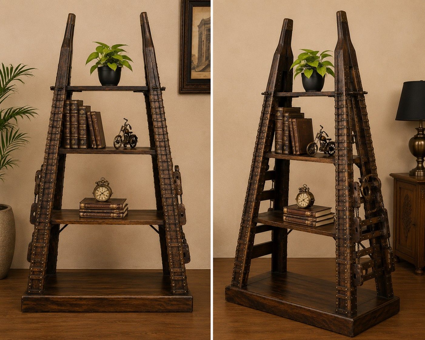 Industrial Iron & Wood Display Rack