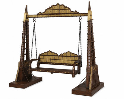 Handcrafted Brass & Wood Garden Swing