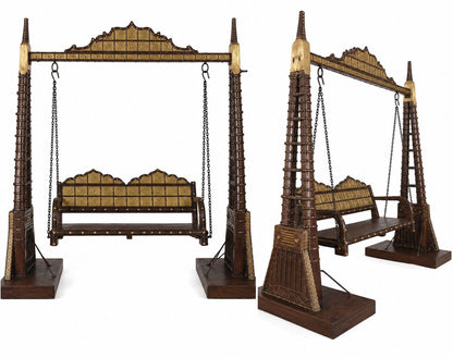 Handcrafted Brass & Wood Garden Swing