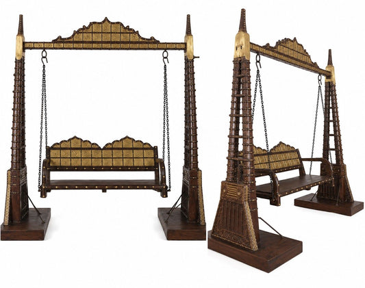 Handcrafted Brass & Wood Garden Swing