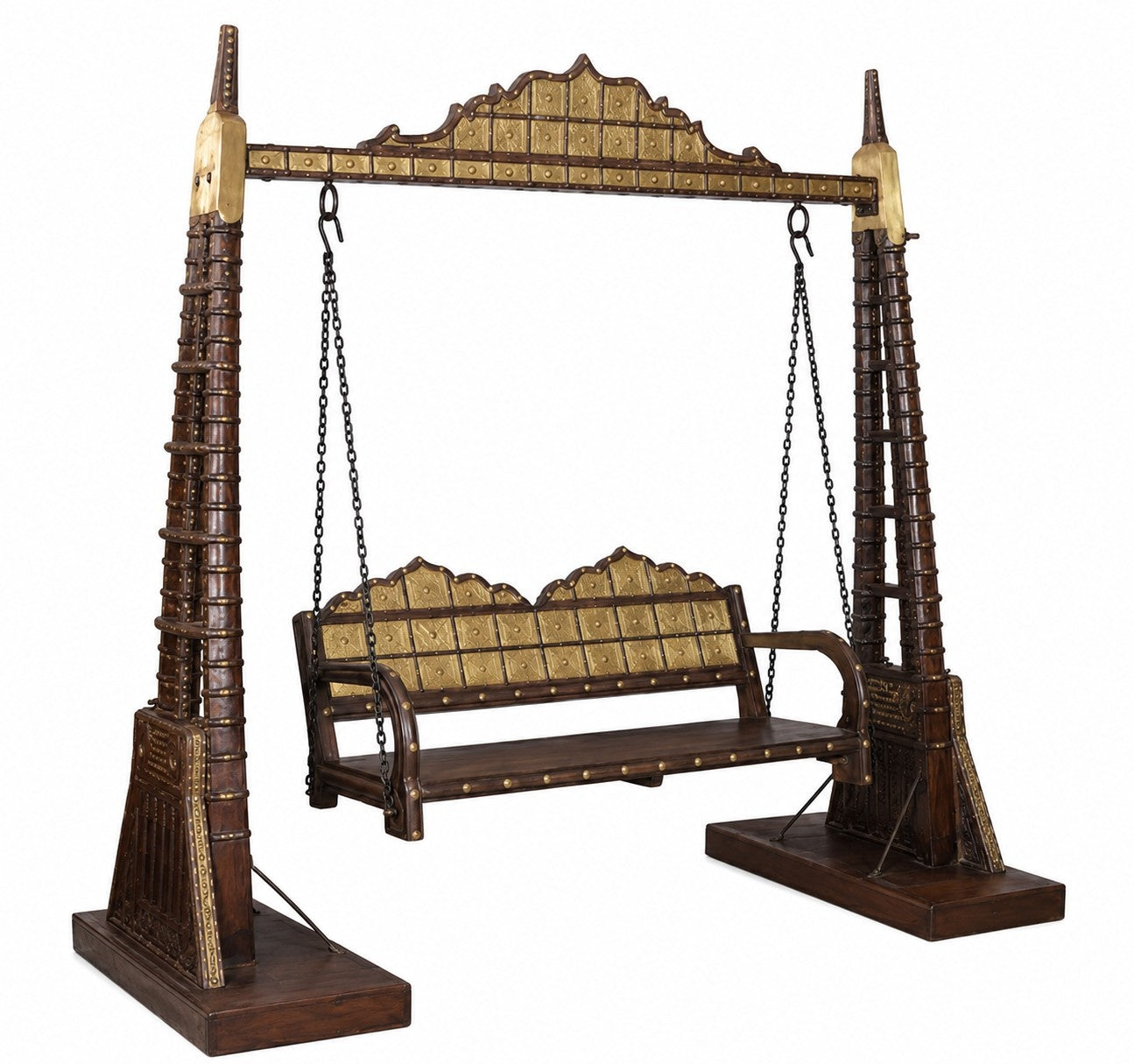 Handcrafted Brass & Wood Garden Swing