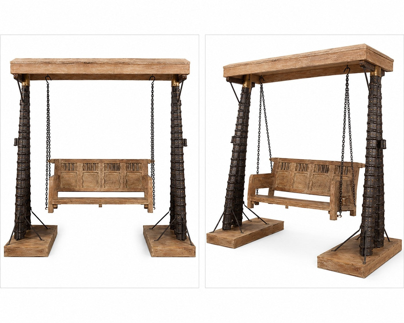 Industrial Iron & Wood Swing with Rustic Finish