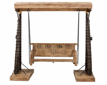 Industrial Iron & Wood Swing with Rustic Finish