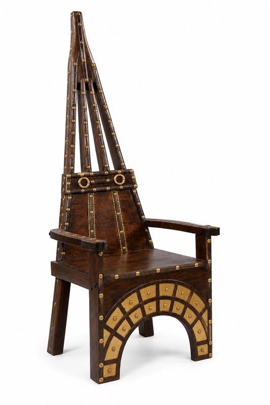 Royal Throne Chair with Brass Inlay Detailing