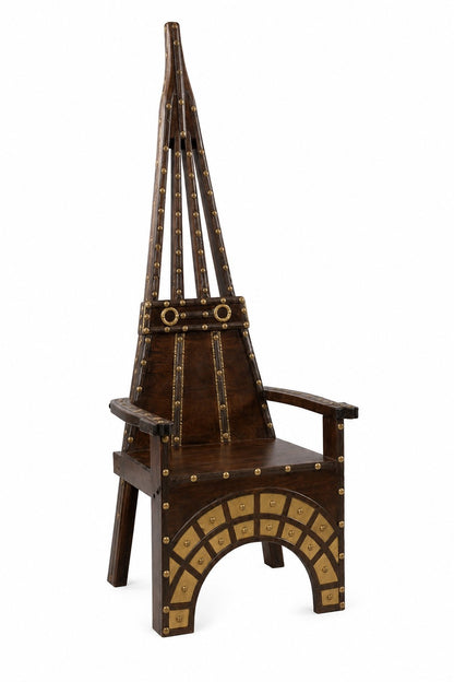 Royal Throne Chair with Brass Inlay Detailing