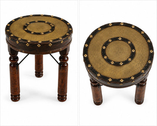 Handcrafted Brass Top Accent Stool