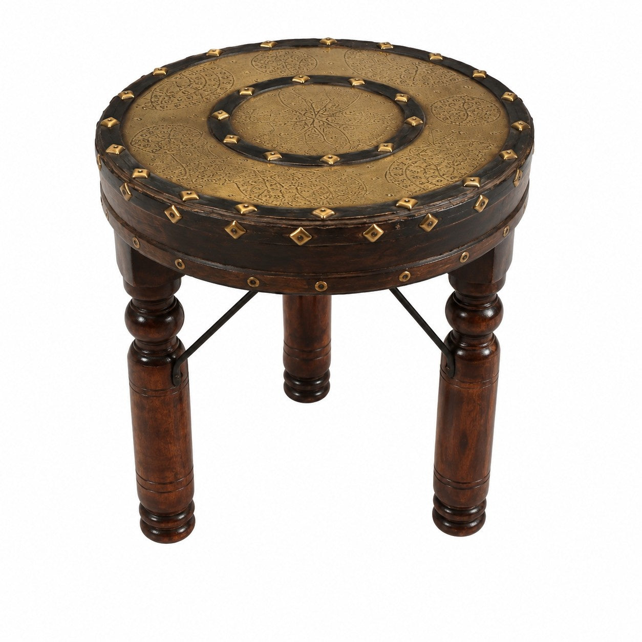 Handcrafted Brass Top Accent Stool