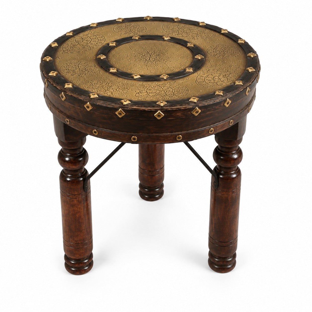 Handcrafted Brass Top Accent Stool