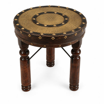 Handcrafted Brass Top Accent Stool