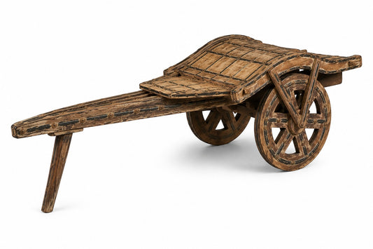 Vintage Wooden Handcart Decorative Accent