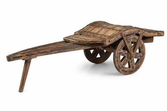 Vintage Wooden Handcart Decorative Accent