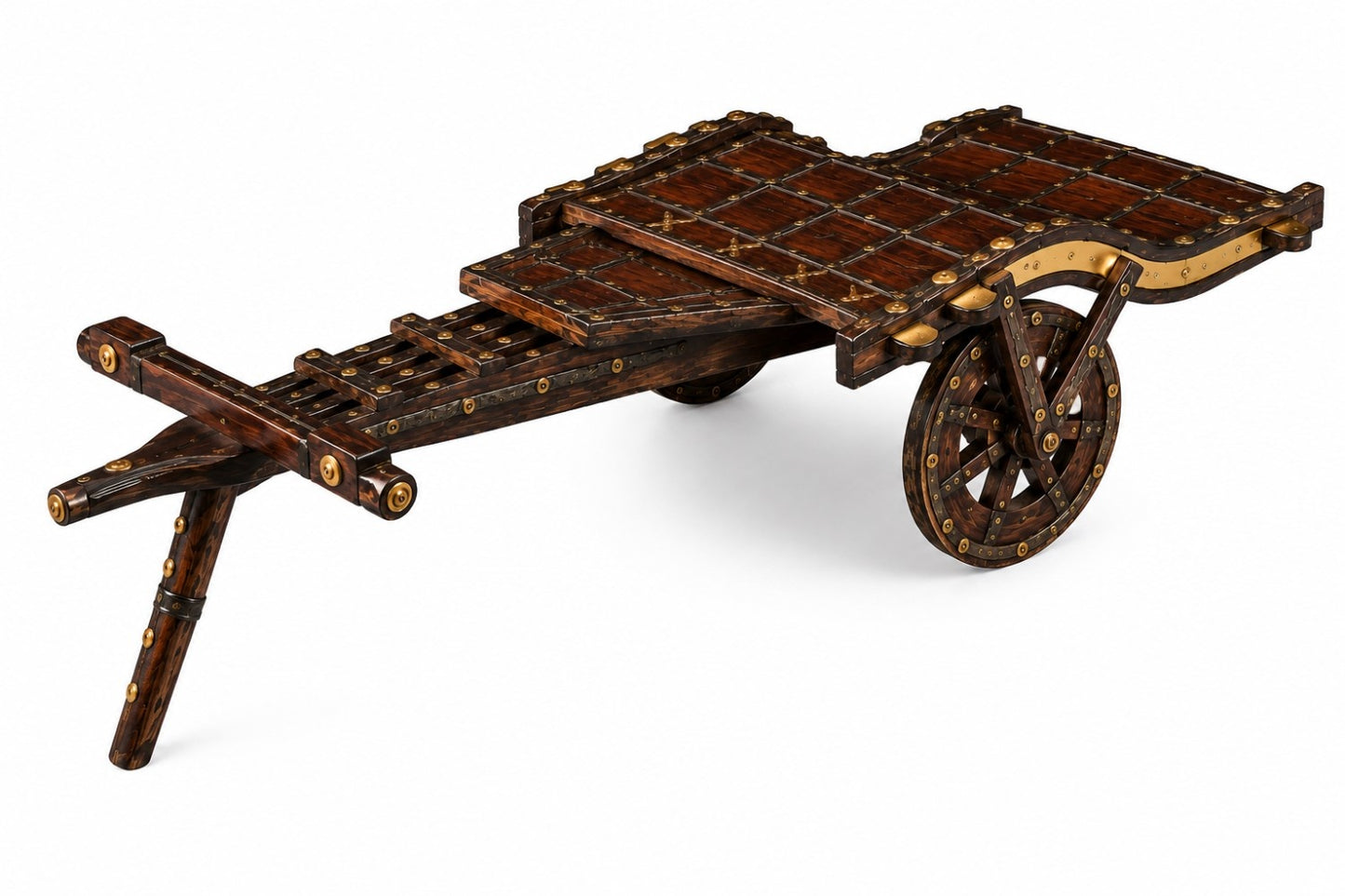 Heritage Wooden Handcart with Brass Detailing