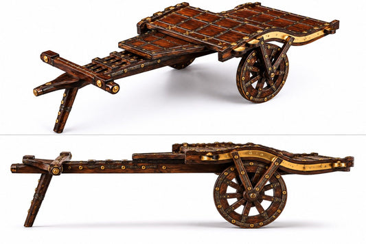 Heritage Wooden Handcart with Brass Detailing