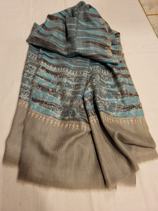 Striped Sozni Pashmina Stole