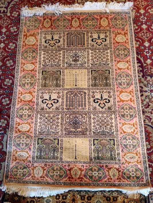 Hand-Knotted Kashmiri Silk Rug