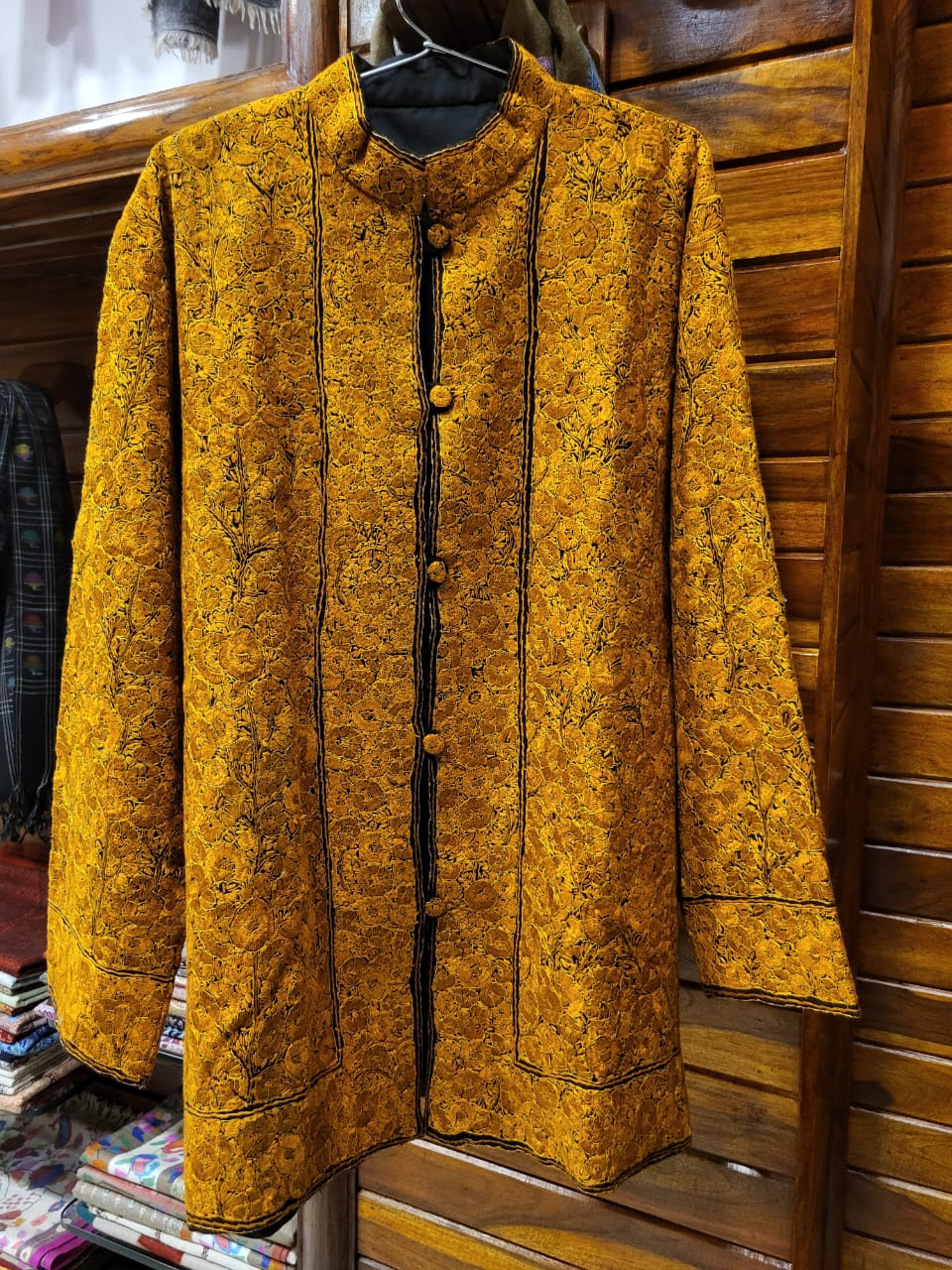 Hand-Embroidered Papier-Mâché Jamawar Coat