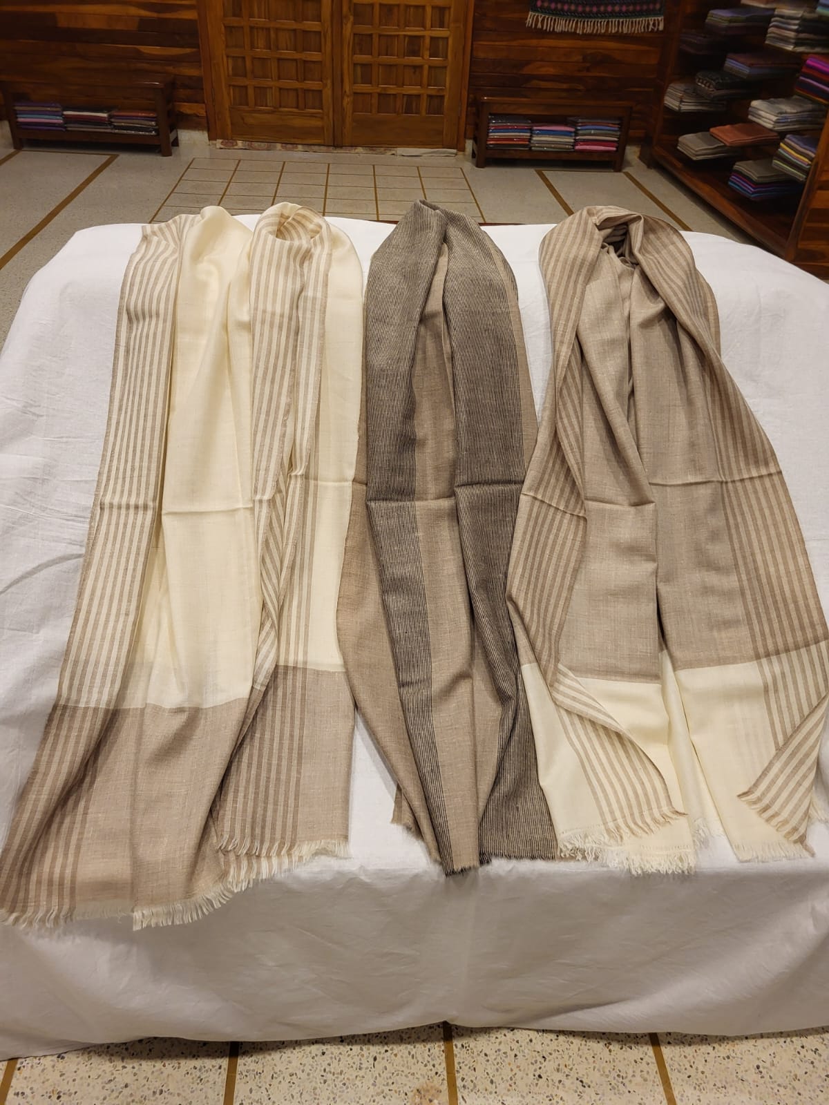Woven Striped Shawls – Natural Colors