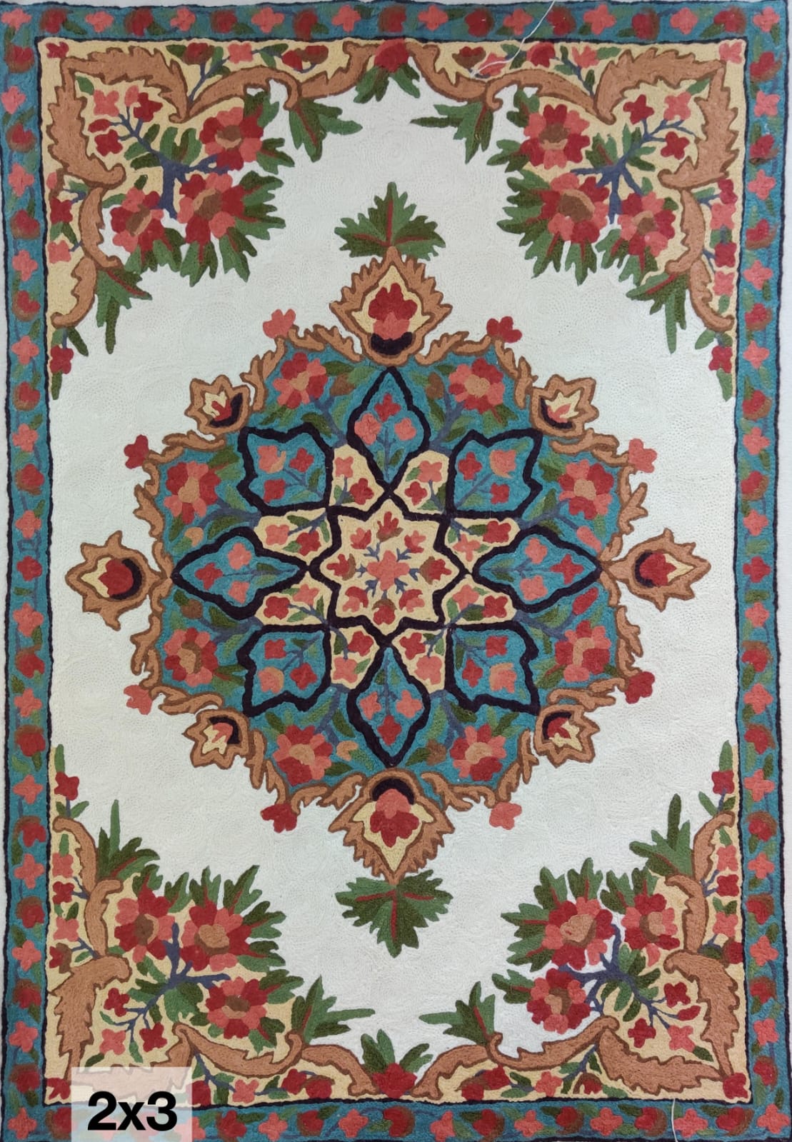 Handcrafted Kashmiri Chain Stitch Rug