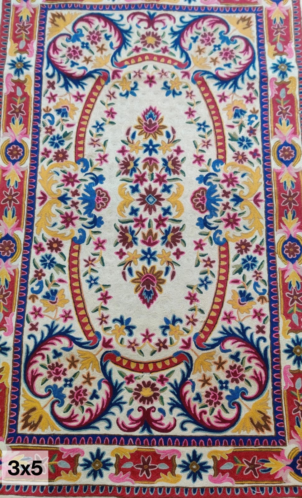 Kashmiri Chain Stitch Rug (red)